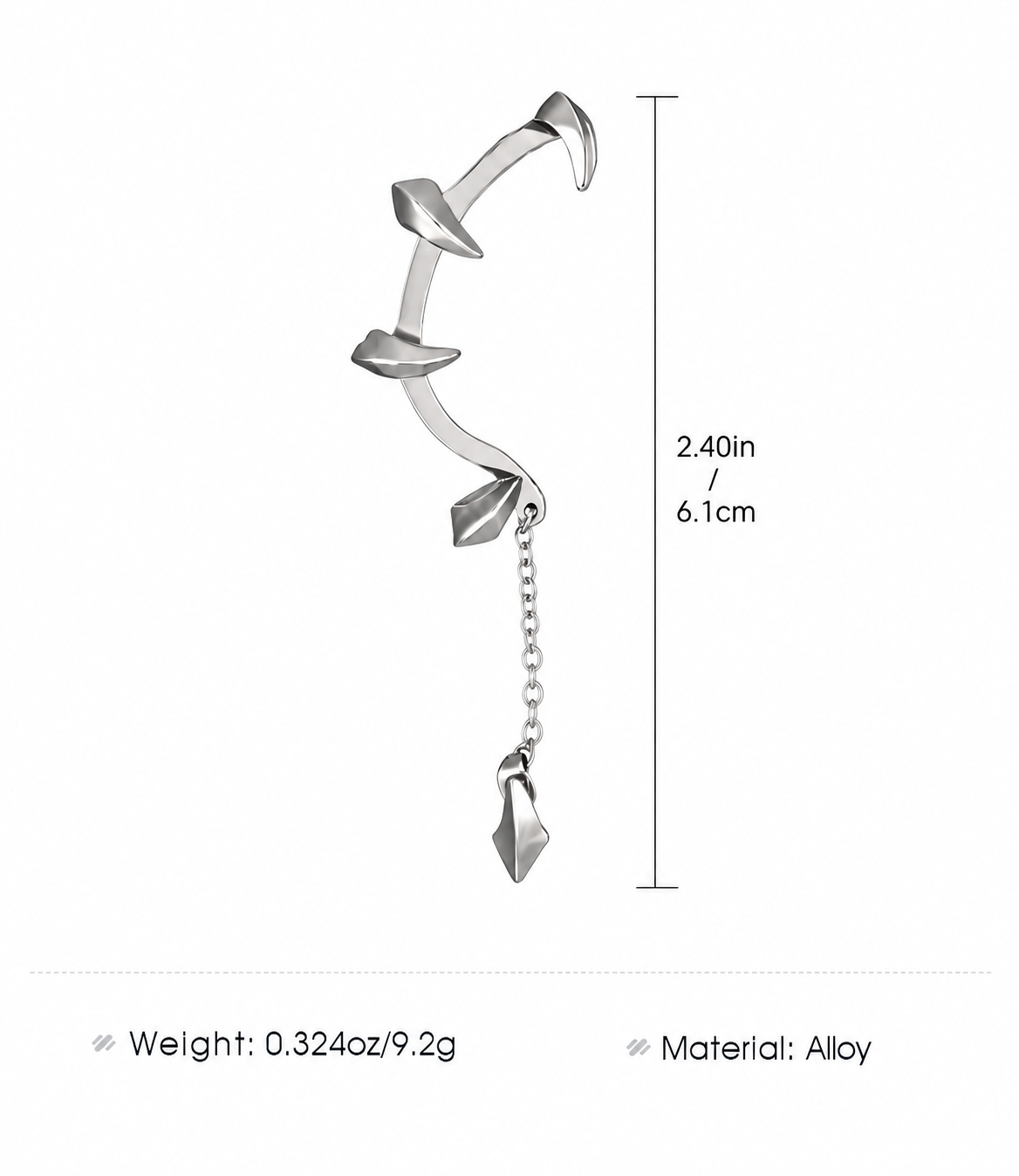 Chrome Fang Earring