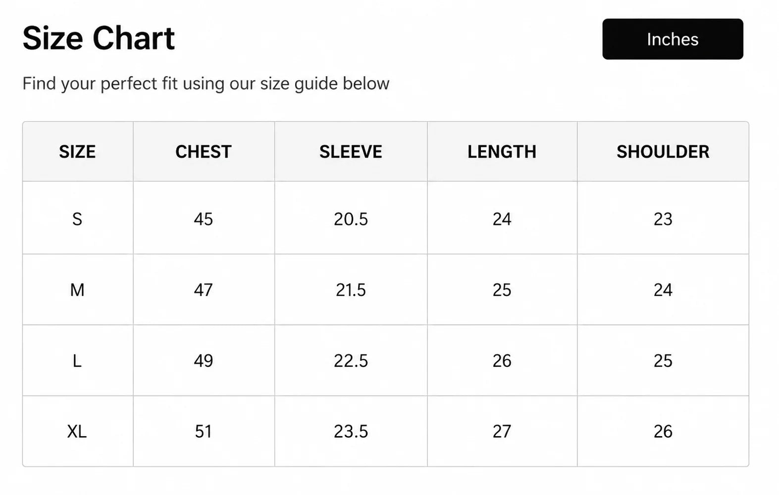 ARACHNID SweatShirt Size Chart